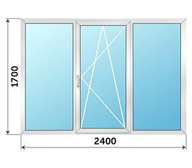 Балконное окно ALUTECH VC65 2400x1700