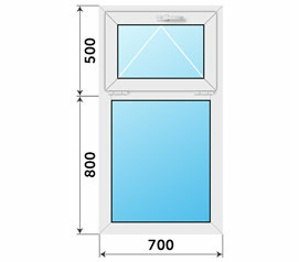 Окно Проведал 700x1300 с откидной фрамугой