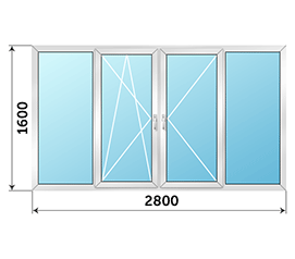 Балконное окно Veka Euroline 2800x1600