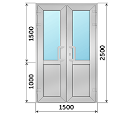 Двухстворчатая дверь со стеклом Vidnal 1500x2500