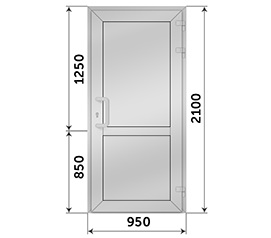 Одностворчатая дверь глухая ALUTECH 950x2100