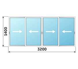 Окно на балкон ALUTECH 3200x1400