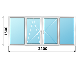 Балконное окно NEWTEC SY 50 3200x1500