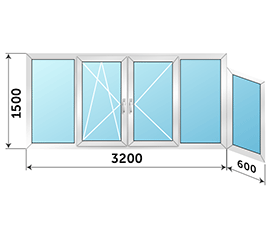 Балконное окно Provedal C-640 3800x1500