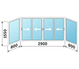 Балконное окно Vidnal 4500x1550