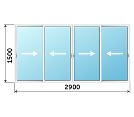Окно на лоджию ALUTECH 2900x1500
