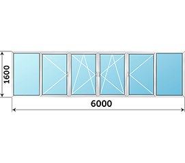 Балконное окно KBE Engine 6000x1600